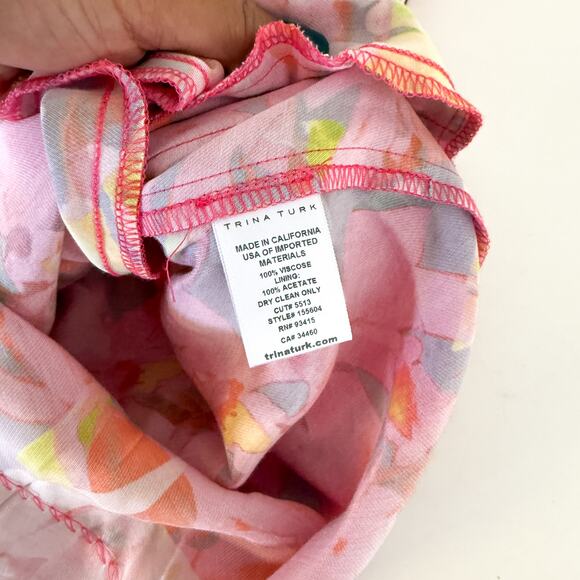 NWT Trina Turk Marcel Floral Romper Pleated Shorts Pink - 4 - Picture 7 of 9